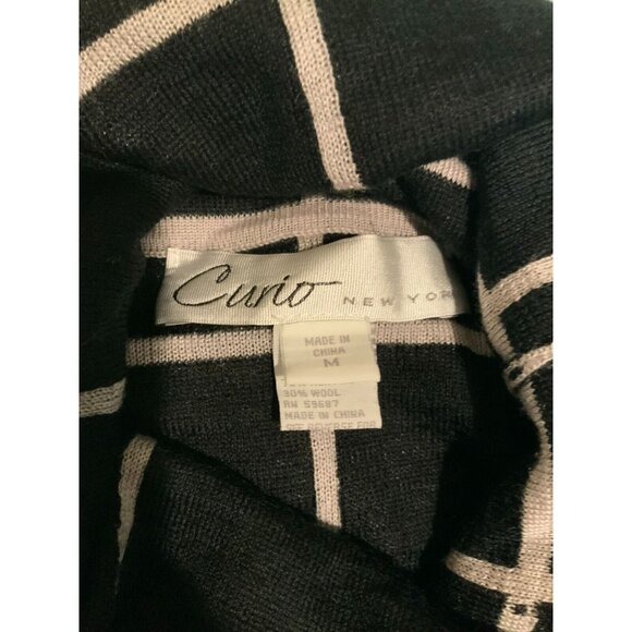 Curio Anthropologie Gray & Black Geometric Window Pane Turtleneck Sweater Size M - Picture 10 of 10